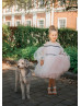 Cold Shoulder Light Pink Tulle Flower Girl Dress